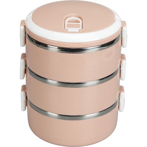Boîte-repas isotherme en acier inoxydable 304 portable, 3 compartiments rose nordique pour école, bureau et plein air (1/5)