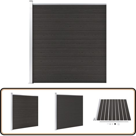Panneau de clôture WPC 175x186 cm Noir - Clôture Jardin - Clôture Résidentielle - Clôture Composite - Clôture WPC - Barrière Jardin (1/5)