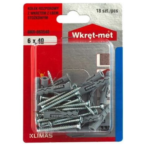 Tasselli di espansione universali con viti 6x40mm, 18 pezzi
