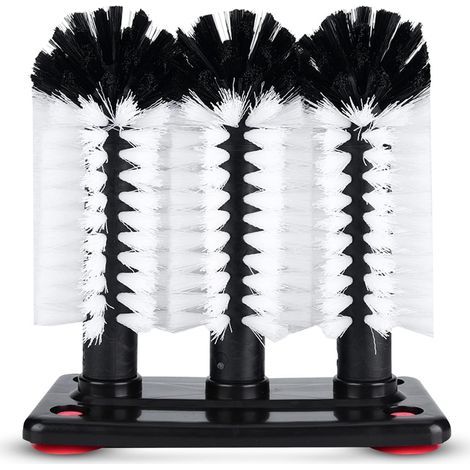 Brosse à verre, brosse de nettoyage de verre brosse bouteille avec ventouse pour Cuisine ou Bar, 19x10x19cm (1/5)