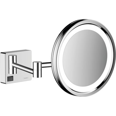 Hansgrohe – Miroir cosmétique mural 41790000 – Grossissant x3 – Éclairage LED 2W – Orientable et inclinable – Chrome