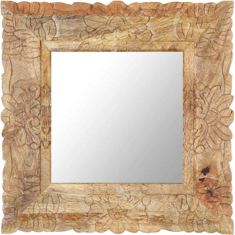Miroir-Miroir décoratif 50x50 cm Bois de manguier massif 177913 (1/5)