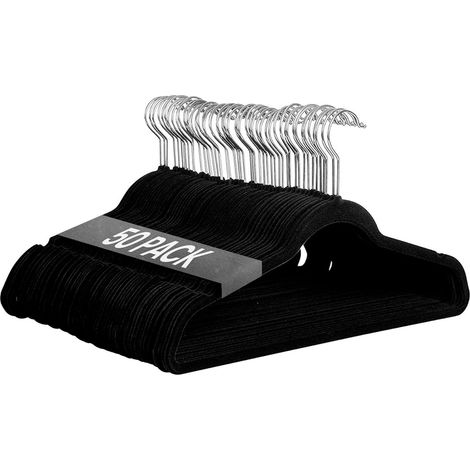 50 Cintres, Velours antidérapant, ABS robuste, Crochet 360º, Gain de place, Pour robes et vestes