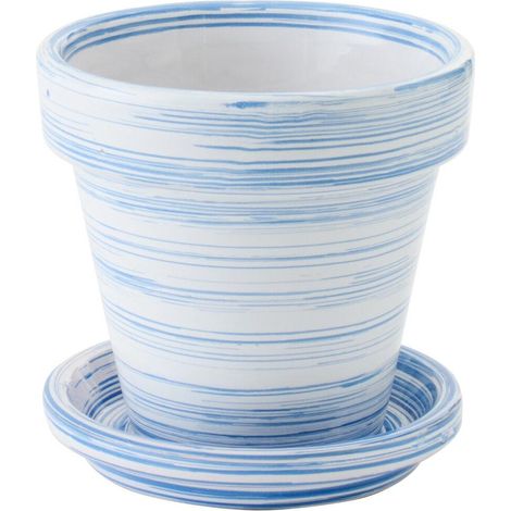 Cache-Pot Avec Soucoupe "Julio" 21cm Bleu (1/3)
