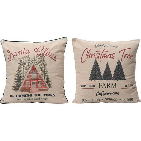 Weihnachtlich bedrucktes Kissen, 2 Modelle, 45x10x45cm. Basics (1/2)