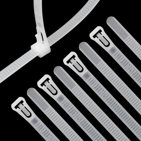 100 Pièces Collier de Serrage Blanc Plastique Réutilisables, 400mm x 7.6mm, Attache Câble Colorées, Serre Câbles Nylon, Colliers Serre-Cable Résistant aux UV
