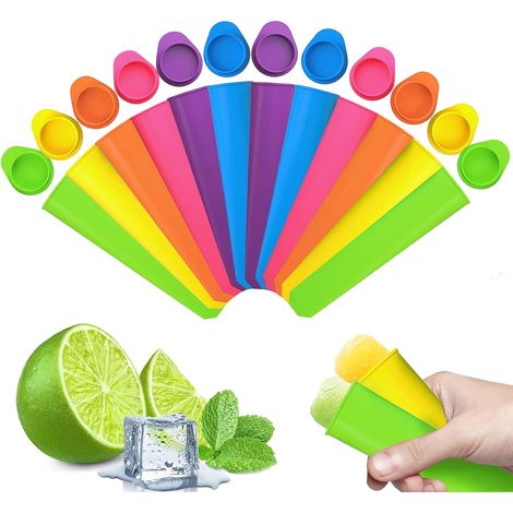 Set di 12 stampi in silicone per ghiaccioli - Stampi riutilizzabili realizzati al 100% in silicone alimentare - Senza BPA - Pratici, atossici ed ecocompatibili (1/5)