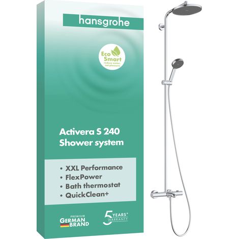 Hansgrohe Activera S - Conjunto de ducha con termostato de baño, diámetro 24 cm, 2 chorros, EcoSmart, cromo 28871000 (1/5)