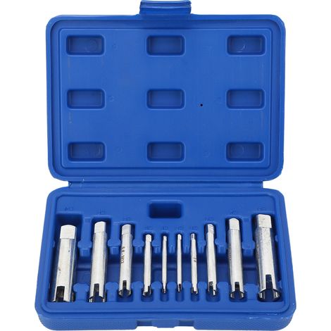 Coffret de 10 extracteurs de tarauds en acier allié trempé pour vis cassées, avec boîte de rangement (1/5)