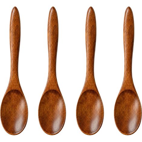Cuillère En Bois - Lot De 4 - Accessoire Cuisine - Pour Miel Et Café - Surface Lisse - Fait Main (1/5)