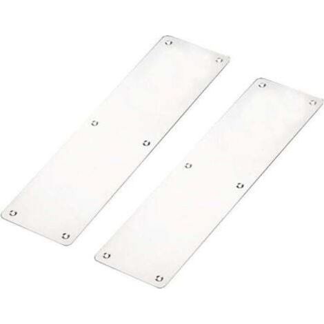 Plaque de Poussée de Doigt de Porte, 2 x Plaque de Doigt de Porte Coupe-feu, Plaque de Poussée 300 x 80mm Acier Inoxydable Brossé Kickplate Protection de Porte/Porte Inférieure avec Vis, Coin Carré (1/5)