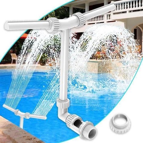 Fontaine de Piscine - Accessoires - 2 en 1 - Double Jet - Réglable - Couleur Blanc (1/4)