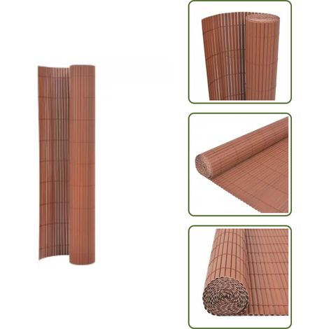 The Living Store Clôture de jardin double face 110x300 cm Marron - Clôture en PVC