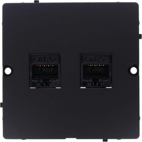 Presa doppia per computer Simon Basic RJ45, categoria 5e (modulo). Presa a vite per montaggio su scatola, nera BMF52.02/49