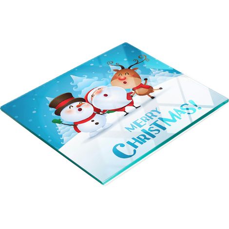Tagliere da cucina decorativo multifunzionale in vetro con scritta "Buon Natale" 60x52 cm (1/5)