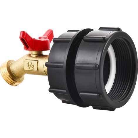 Adaptador para tanque de contenedor de rosca fina de 2", accesorios para contenedores IBC de 60 mm, entrada NPT macho de 1/2" × rosca GHT macho de 3/4", conector de manguera de jardín para piezas de r (1/5)