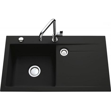 Évier de cuisine nigra STEMA égouttoir à gauche - L 900 x l 510 x P 200 mm - sous-meuble 60 cm - Aquatop (1/3)