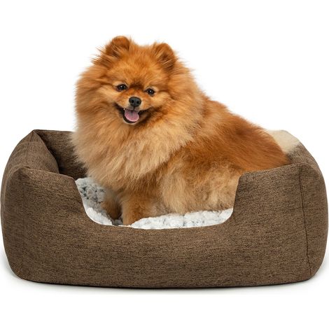 lionto Hundebett Hundekissen Hundekörbchen mit Wendekissen meliert Größe S 60x50 cm Farbe braun (1/5)