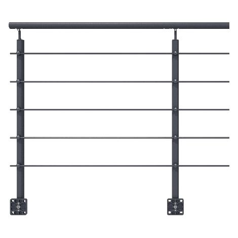 Kit ringhiera in alluminio grigio antracite 2 m con fissaggio laterale, Opalu KORDO