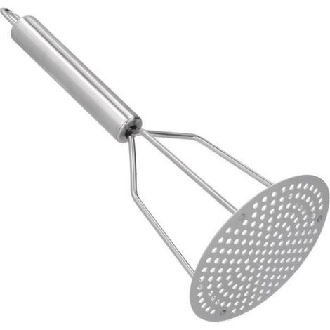 Presse-purée à pommes de terre en acier inoxydable, pilon et pile pour écraser les pommes de terre, ustensile de cuisine robuste et pratique pour la préparation culinaire (1/4)