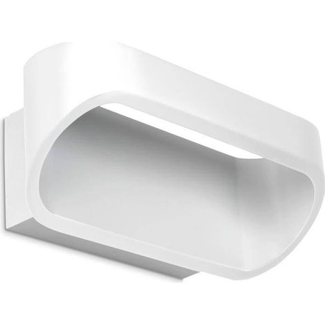 LedsC4 Oval - Applique Murale LED 6.1W et 340lm avec Blanc Chaud 3000K. Diamètre 18cm. Structure en Aluminium. Coloris Blanc