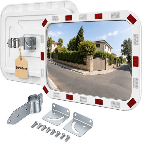 Miroir de circulation, rectangulaire 40x60 cm, angle de vision 130-160 degrés, portée de vision claire 12-15 mètres, acrylique de qualité professionnelle, options de montage flexibles (1/5)