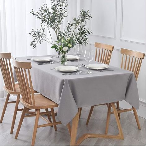 GDHZS- Nappe rectangulaire texturée imperméable, anti-éclaboussures, infroissable nappe décoration de table gris 80x120cm (1/5)