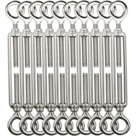 Aiperq Iron Wire Tensioner, M5 Wire Tensioners, Cable Tensioner Hook And Hook, 304 Stainless Steel Cable Tensioners, Used For Clotheslines, Hanging, Railing Cable - 10 Pieces OO (1/4)