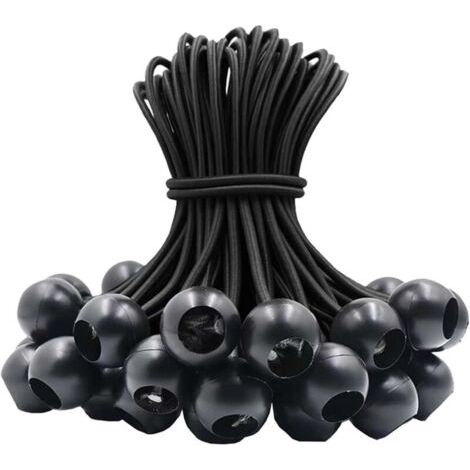 30 Stück Bungee-Seile, Gummi-Bungee-Seile mit elastischem Ball für Planenzelte, Banner, Flaggen, Camping, Pavillon (schwarz) – INHHUB