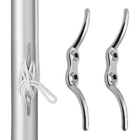 Taquet Bateau, Taquet D'amarrage, Crochet à Taquet, Taquet Amarrage, Accessoires D'amarrage de Bateau de Crochet de Taquet de Corde de Mât de Drapeau pour Bateaux Yachts, Mât de Drapeau, Lot de 2 (1/4)