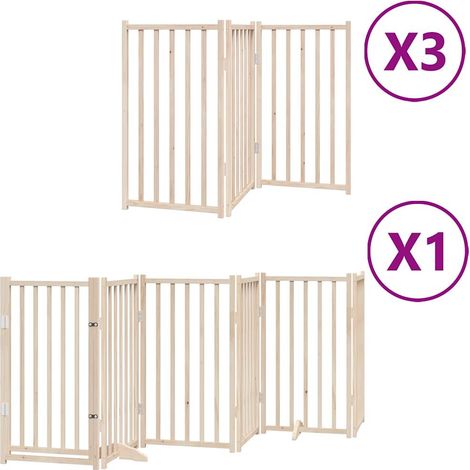Barrière de sécurité pour chien animaux de compagnie porte pliable 15 panneaux bois de peuplier marron (1/5)