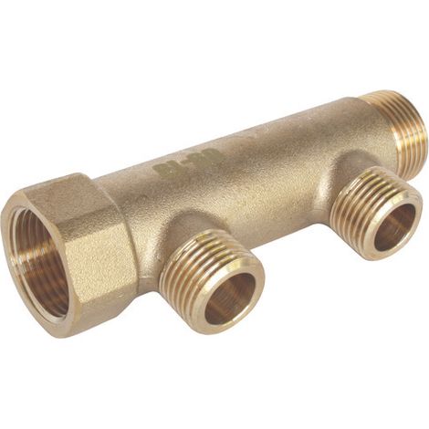 Collecteur mâle-femelle 3/4'' (20/27), 2 départs mâle 1/2'' (15/21), pour sanitaire et chauffage (1/3)