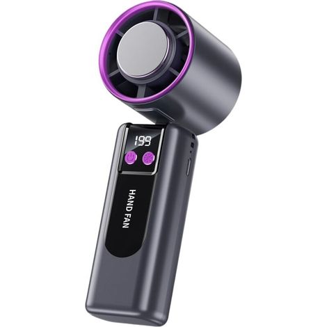 Handheld Fan, Rechargeable Cooling Tool, Mini Digital Display Airflow Device, Portable Function, Adjustable Speed, Blower for Traveling Schools (1/5)