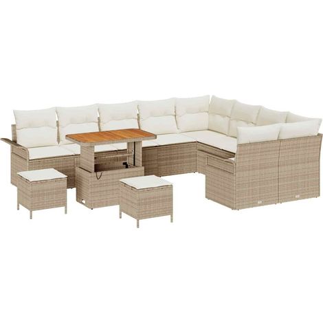 Maison Exclusive - Set Divano da Giardino 12 pz Beige polyrattan (1/5)