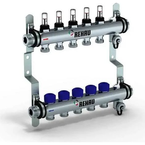 REHAU Verteiler HKV-D Easyflow Edelstahl 5 Kreise,mit Durchflussanzeige min/max, 13831501200