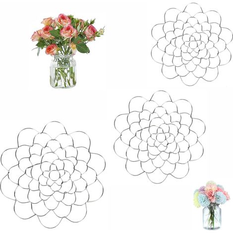 Lot de 3 porte-fleurs en métal en forme de fleur (10/13/15 cm) – Supports de fleurs universels pour bouquets et compositions en vases (1/5)