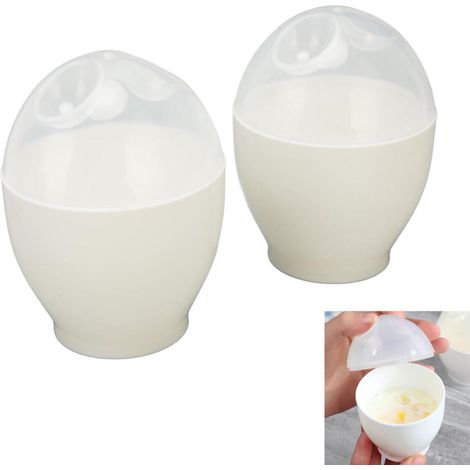 Lot de 4 cuiseurs à œufs pour micro-ondes - Revêtement antiadhésif pour une cuisson et des œufs brouillés rapides - 6,5 x 9,5 cm - Blanc