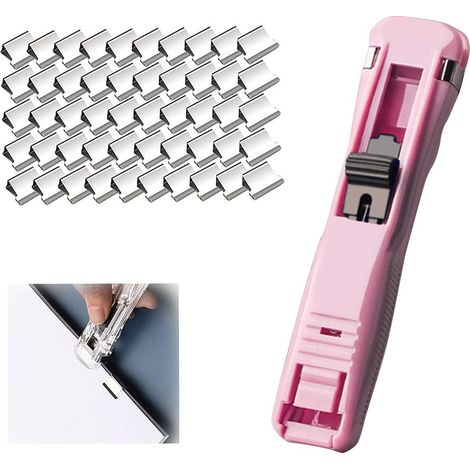 Agrapheuse acrylique transparente mini lot avec 50 agrafes réutilisables pour bureau maison école fournitures (1/5)