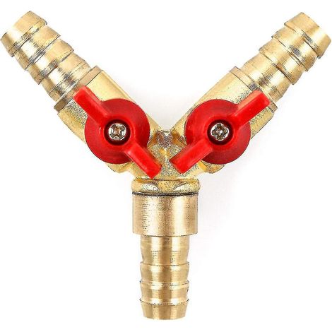 Raccord en Y pour tuyau d'arrosage, répartiteur à 3 voies, alliage laiton-zinc, vanne à bille 10 mm pour eau, huile et gaz, pour l'irrigation de jardin (1 pièce) (1/5)
