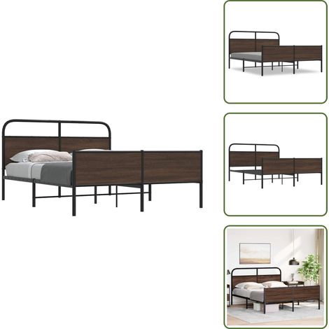 Metallbett ohne Matratze Braun Eichen-Optik 160x200 cm - Bettgestell - Bettgestelle - Schlafzimmermöbel - Bett (1/5)