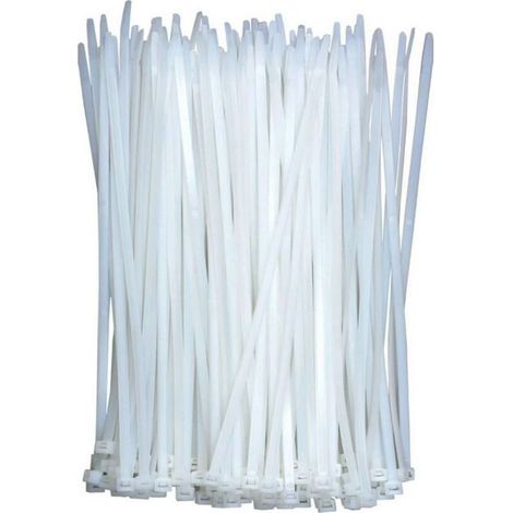Lot de 100 serre-câbles blancs transparents - En plastique - Longs et résistants à la traction de 18 kg - Auto-bloquants - Pour bureau. maison et extérieur - 300 mm x 4 mm (1/4)