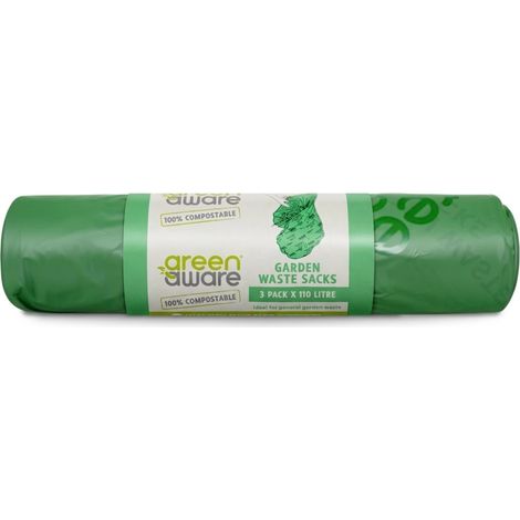 Sacchi per rifiuti compostabili GreenAware da 150 litri, confezione da 3 (1/5)