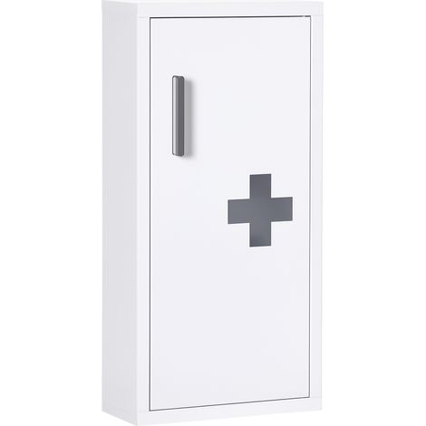 Beyamis Medizinschrank, 3 Innenfächer, Magnetverschluss, Kreuzsymbol, Stahlgehäuse, weiß, 30 x 12 x 60 cm