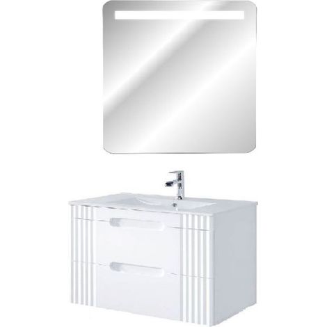 Meuble vasque à encastrer 100 cm + miroir LED Oceanie White - Livraison gratuite (1/5)