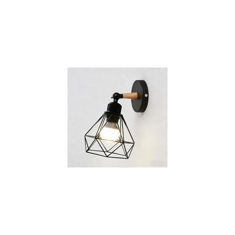 Vintage-Industrie-Wandleuchte aus Metall, Wandlampe mit E27-Fassung und geometrischem Käfigdesign, Leuchte für Schlafzimmer, Wohnzimmer, Esszimmer, Flur und Büro - Leuchtmittel nicht enthalten (B) (1/5)