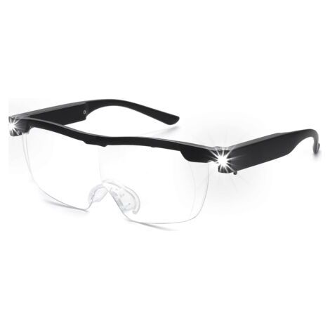 QORVA-Lunettes loupes 180 % avec lumière LED rechargeable - Lunettes grossissantes puissantes - Lunettes mains libres pour travail rapproché, artisanat, bijoutiers, lecture, loisirs