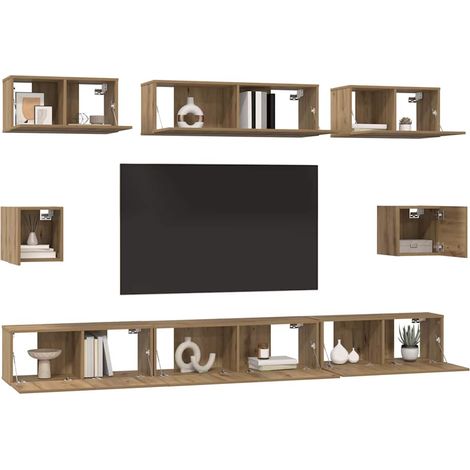 Ensemble meuble TV 8 pc Chêne artisanal Bois d'ingénierie (1/5)