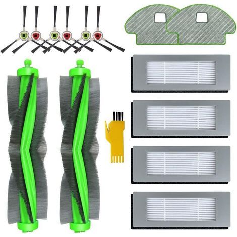 Accessoire pour aspirateur,Kit d'accessoires de Rechange pour Robot aspirateur iRobot Roomba Combo113  R113840 14 Paquets 2 brosses principales, 4 filtres, 6brosses latérales, 2 Chiffons de vadrouille (1/5)
