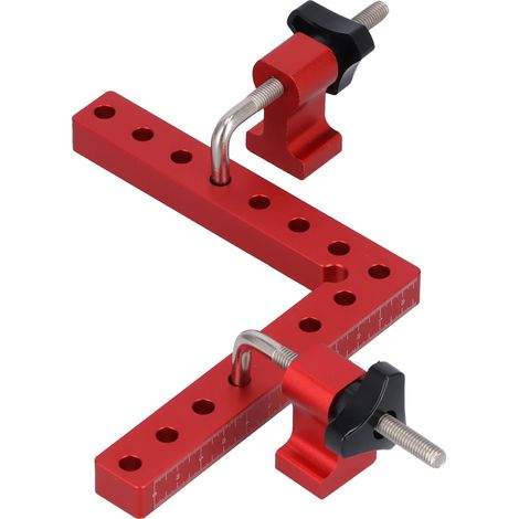 Équerre de positionnement 90° 160mm, 2 jeux de pinces d'assemblage à angle droit pour menuiserie, gabarit de fixation bois, outil de serrage professionnel. (1/5)