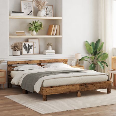 Bettrahmen mit Kopfteil Altholz 180 x 200 cm Holzwerkstoff vidaXL (1/5)